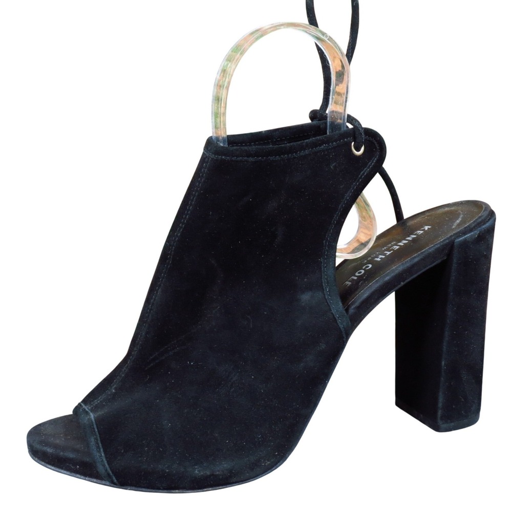 Kenneth Cole Delila Women Heel Size 10 Dress Sandals Black Suede Lace Up Block